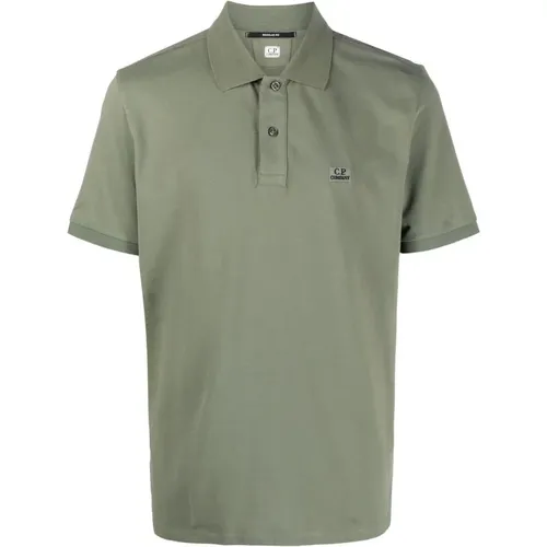 Grünes Stretch-Baumwoll-Poloshirt , Herren, Größe: M - C.P. Company - Modalova