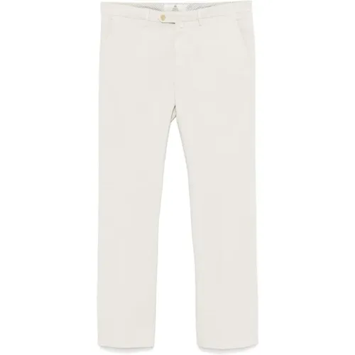 Slim Cut Ivory White Trousers , male, Sizes: W34, W33 - Borrelli - Modalova