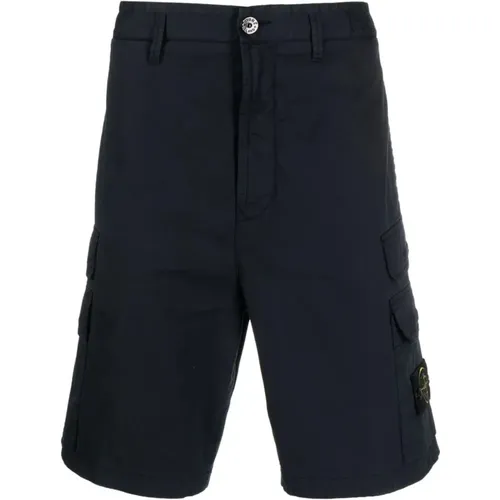 Navy Stretch Cotton Shorts , male, Sizes: W34, W33, W30, W31, W32, W29 - Stone Island - Modalova