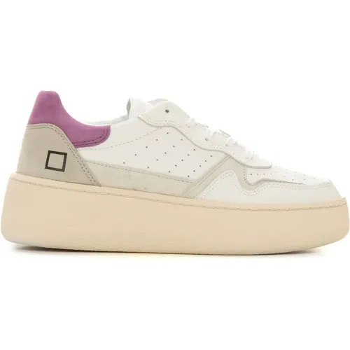Lilac Calf Leather Sneakers with Laces , female, Sizes: 7 UK, 8 UK - D.a.t.e. - Modalova