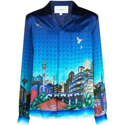 Night View Silk Twill Shirts , male, Sizes: M, S - Casablanca - Modalova