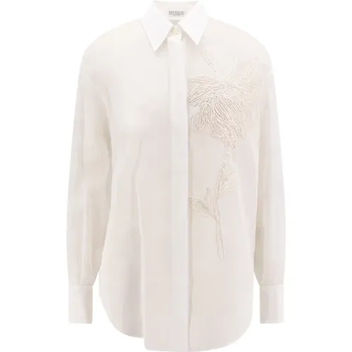 Weiße Hemd mit Spitzkragen Made in Italy - BRUNELLO CUCINELLI - Modalova