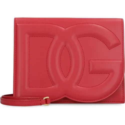 Logo Leder Umhängetasche mit geprägtem Logo - Dolce & Gabbana - Modalova