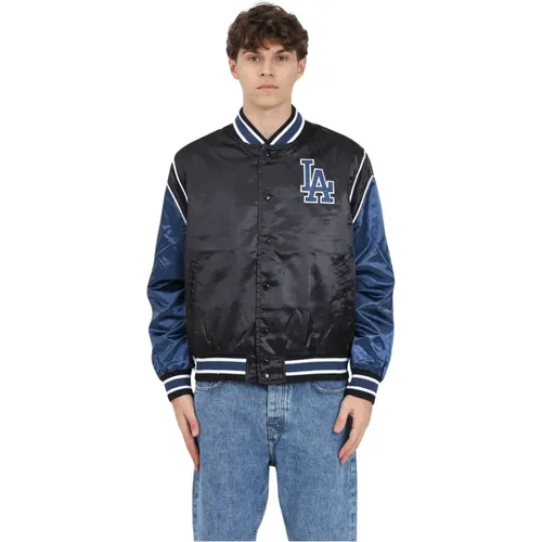 Satinblaue und schwarze Jacke mit Teamlogo - new era - Modalova