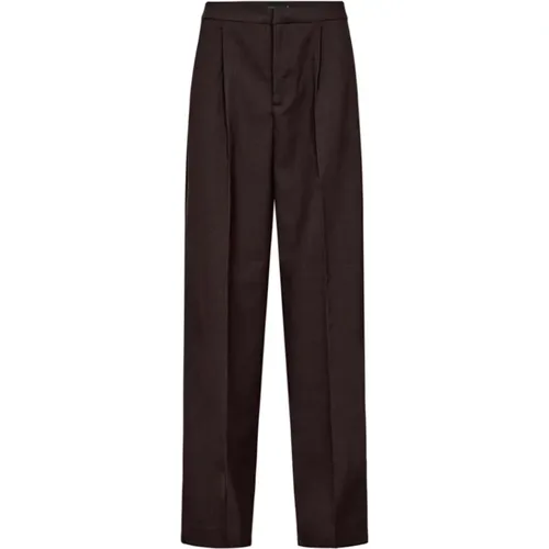 Pinstripe Straight Leg Tailor Trousers Coffee , female, Sizes: S, L, 2XS - Copenhagen Muse - Modalova