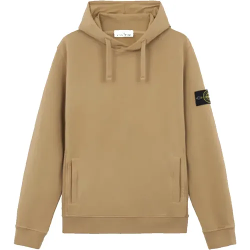 Gebürstete Baumwollfleece-Kapuzenpullover mit Taschen - Stone Island - Modalova