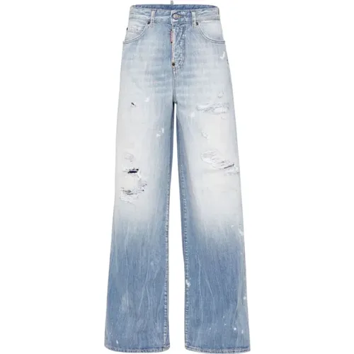 Blaue Denim Wide Leg Jeans , Damen, Größe: 2XS - Dsquared2 - Modalova