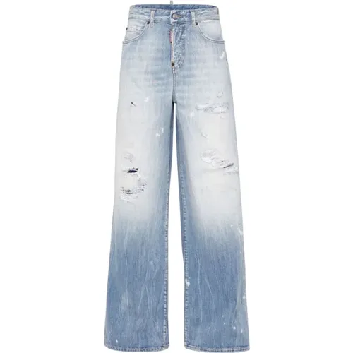 Blaue Denim Wide Leg Jeans - Dsquared2 - Modalova