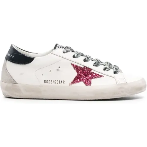 Sneakers with Glitter Star and Leopard-Print Laces , female, Sizes: 2 UK - Golden Goose - Modalova