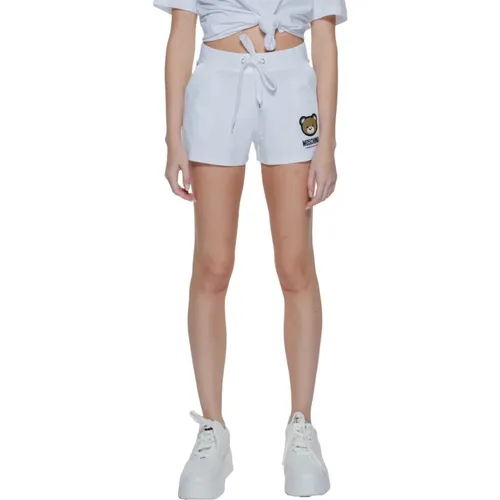 Weiße Sportliche Shorts mit Logo-Print , Damen, Größe: L - Love Moschino - Modalova