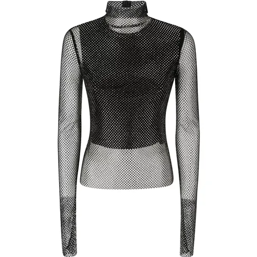 Glitzer Mesh Top mit Stehkragen , Damen, Größe: M - SPORTMAX - Modalova