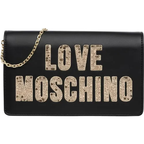 Glitzerndes Logo Crossbody Tasche , Damen, Größe: ONE Size - Love Moschino - Modalova