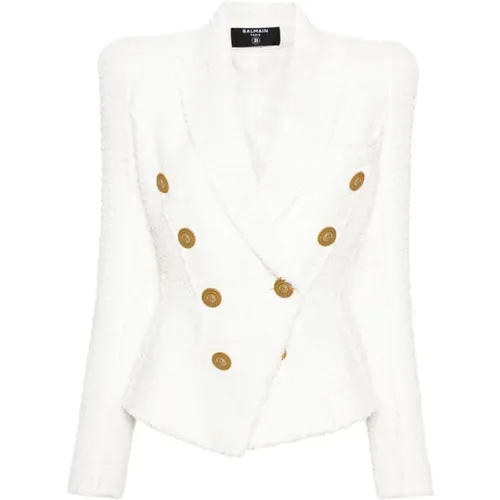 Tweed Double-Breasted Jacket , female, Sizes: S, L, XS, M - Balmain - Modalova