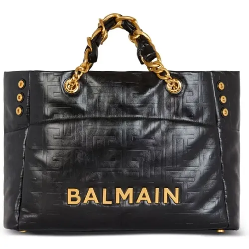 Schwarze Tote Shopping Tasche - Balmain - Modalova