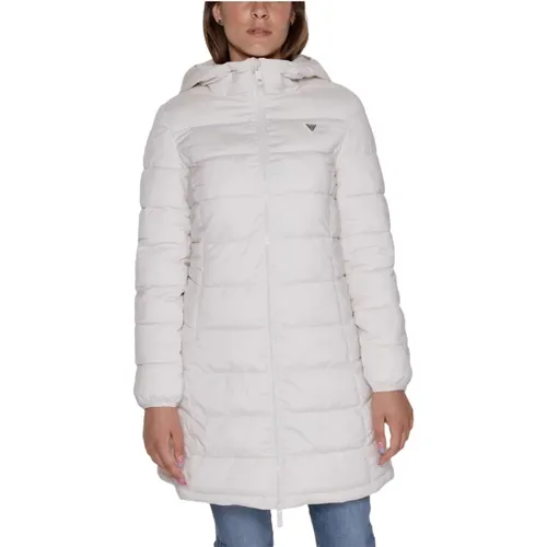 Weiße Kapuzenjacke mit Reißverschluss , Damen, Größe: XL - Guess - Modalova