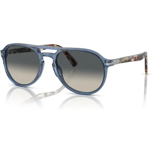 Officina Sonnenbrille Transparent Blau Navy/Grau Getönt , unisex, Größe: 55 MM - Persol - Modalova