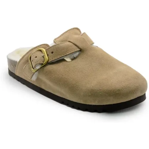 Dunkelbeige Wildleder Clogs FAE NEW , Damen, Größe: 37 EU - Scholl - Modalova