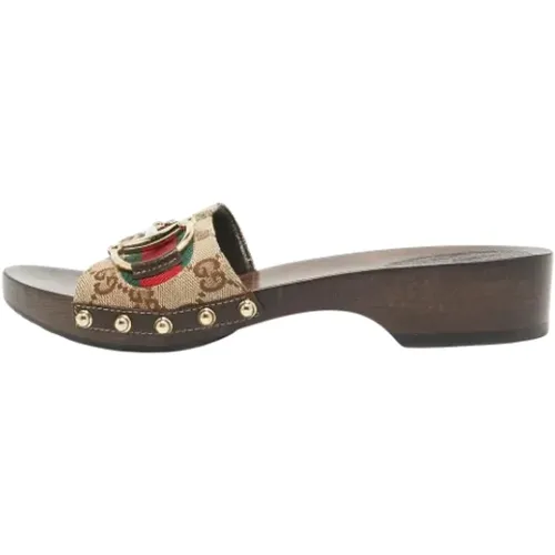 Pre-owned Canvas sandals , female, Sizes: 4 1/2 UK - Gucci Vintage - Modalova