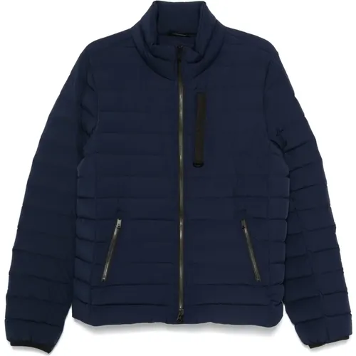 Blaue Daunenjacke mit Reißverschlusstaschen , Herren, Größe: L - Moose Knuckles - Modalova