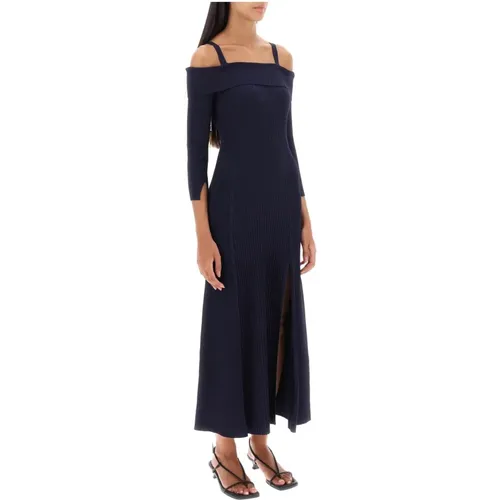 Off-the-Shoulder Knitted Dress , female, Sizes: S - Ganni - Modalova