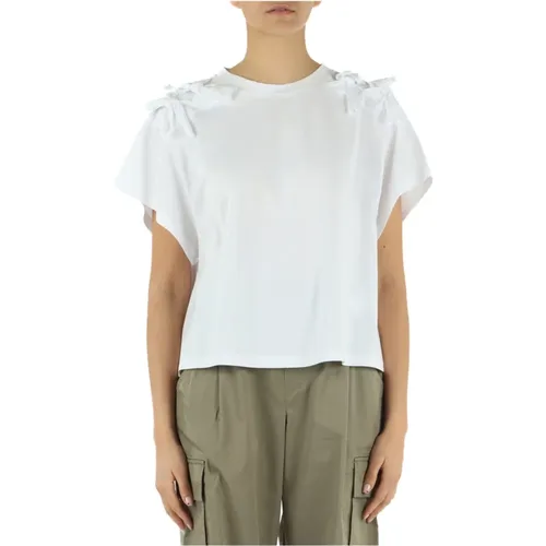 Damen Jersey Baumwolle T-Shirt Weiß , Damen, Größe: M - Emporio Armani - Modalova