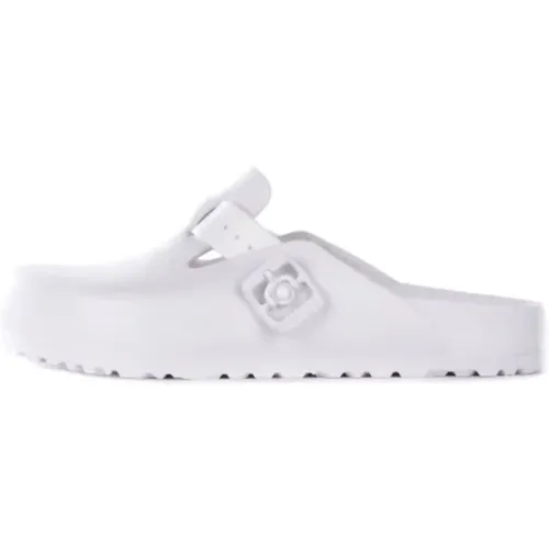 Weiße Sandalen mit seitlichem Logo-Schnalle , Damen, Größe: 39 EU - Birkenstock - Modalova