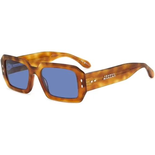 Braune Havana Blaue Linse Sonnenbrille , unisex, Größe: 53 MM - Isabel marant - Modalova