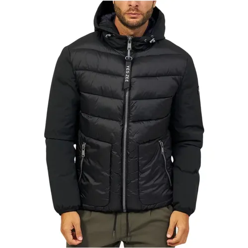 Gepolsterte Nylonjacke mit Kapuze und Reißverschluss , Herren, Größe: 3XL - YES ZEE - Modalova