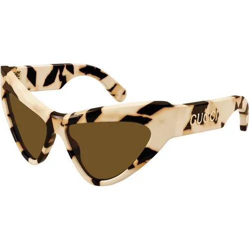 Ivory Havana Sonnenbrille,Schwarze/Goldene Sonnenbrille - Gucci - Modalova
