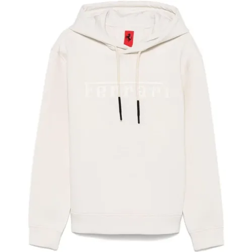 Weiße Kapuzenpullover mit Logodruck , Herren, Größe: XL - Ferrari - Modalova