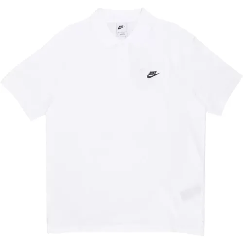 Essential Pique Polo Shirt Weiß/Schwarz , Herren, Größe: L - Nike - Modalova