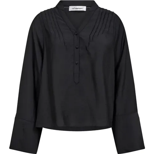 Pintuck Blouse with V-Neck and Pleated Details , female, Sizes: L - Co'Couture - Modalova