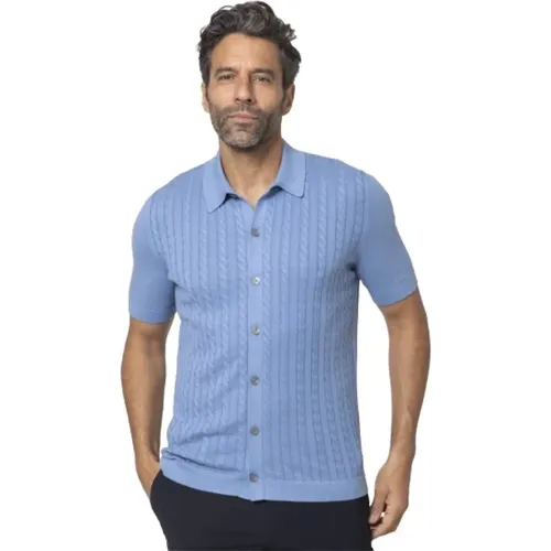 Blaues Twisted Kurzarmhemd , Herren, Größe: XL - Gran Sasso - Modalova