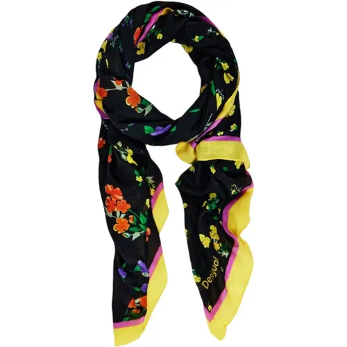 Black Printed Women's Scarf , female, Sizes: ONE SIZE - Desigual - Modalova