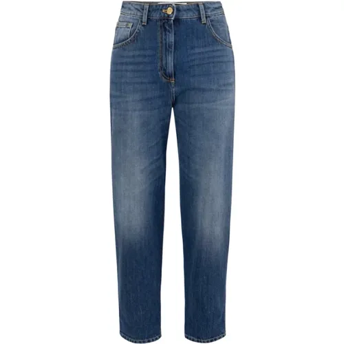 High-Waist Boyfriend Jeans mit Aufschlag , Damen, Größe: W27 - Elisabetta Franchi - Modalova