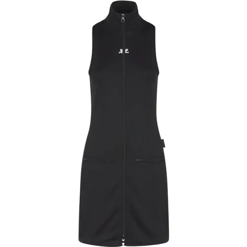 Schwarzes Interlock Trainingsanzug Kleid , Damen, Größe: M - Courrèges - Modalova