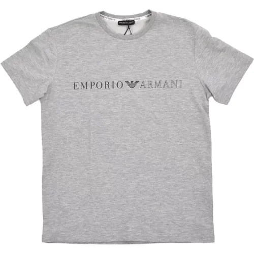 Bedrucktes Logo T-Shirt 100% Baumwolle , Herren, Größe: L - Emporio Armani - Modalova