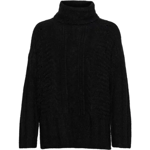 Weicher Strickpullover Schwarz , Damen, Größe: 2XL - Part Two - Modalova