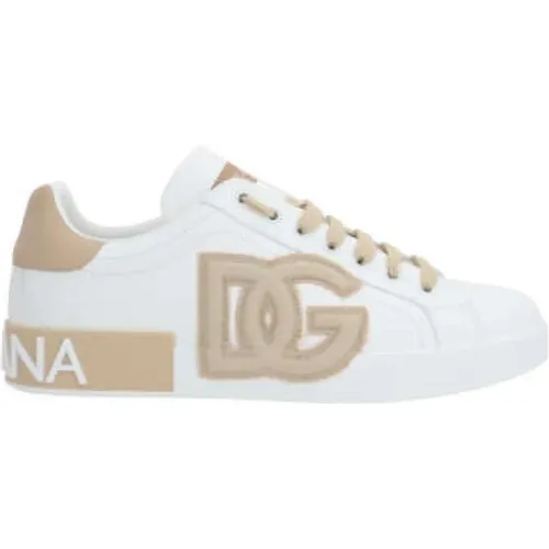 White Low-Top Canvas Sneakers , male, Sizes: 10 UK, 7 UK, 8 UK - Dolce & Gabbana - Modalova