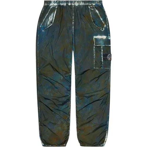 Limited Edition Camo Cargo Pant Dark Teal , male, Sizes: L - Stone Island - Modalova