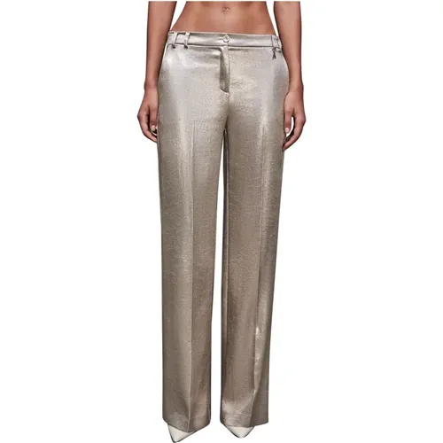 Laminated Gold Trousers for Women , female, Sizes: M - PATRIZIA PEPE - Modalova