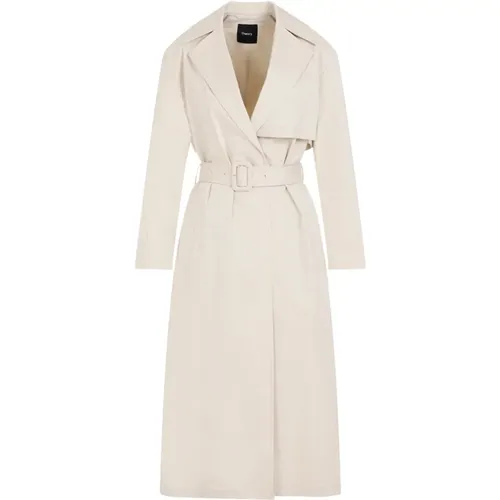 Sand Cotton Trench Coat , female, Sizes: S - Theory - Modalova