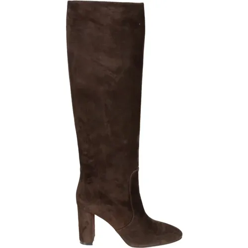 Handcrafted Knee-High Suede Leather Boots , female, Sizes: 4 UK, 5 1/2 UK - Via Roma 15 - Modalova