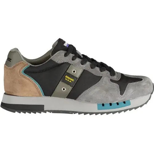 Grauer Polyester Sneaker , Herren, Größe: 41 EU - Blauer - Modalova