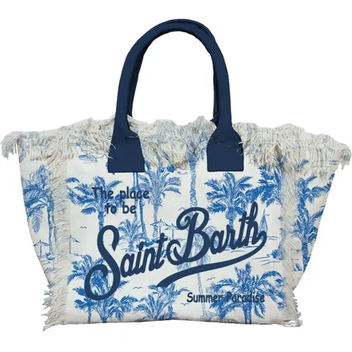 Strandtasche mit Logo-Druck und Fransen , Damen, Größe: ONE Size - MC2 Saint Barth - Modalova