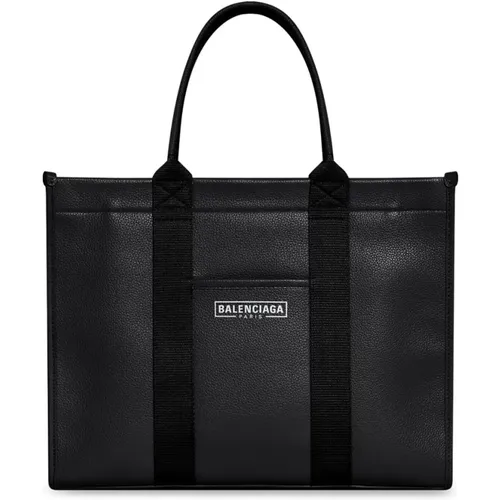 Logo-Print Leather Tote Bag , female, Sizes: ONE SIZE - Balenciaga - Modalova
