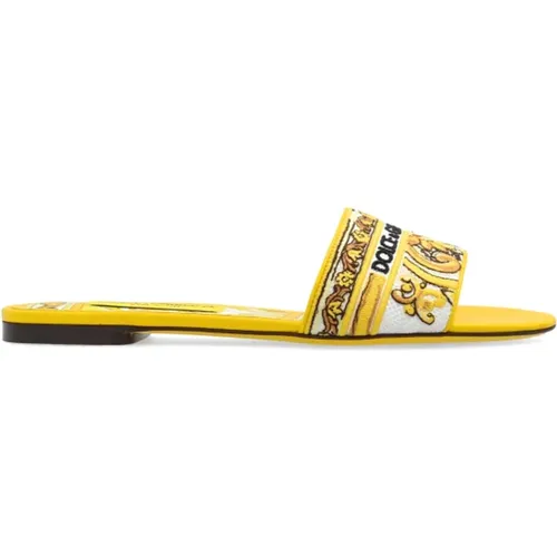 Slides with logo , female, Sizes: 4 1/2 UK, 5 UK, 4 UK, 3 UK, 6 1/2 UK, 7 UK, 5 1/2 UK - Dolce & Gabbana - Modalova