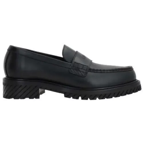 Schwarze Leder Mokassin Schuhe , Herren, Größe: 42 EU - Off White - Modalova