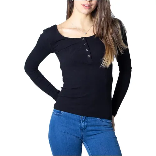 Round Neck Long Sleeve T-shirt , female, Sizes: XL - Pieces - Modalova