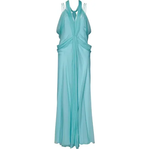 Clear Silk Chiffon Midi Dress , female, Sizes: S - alberta ferretti - Modalova